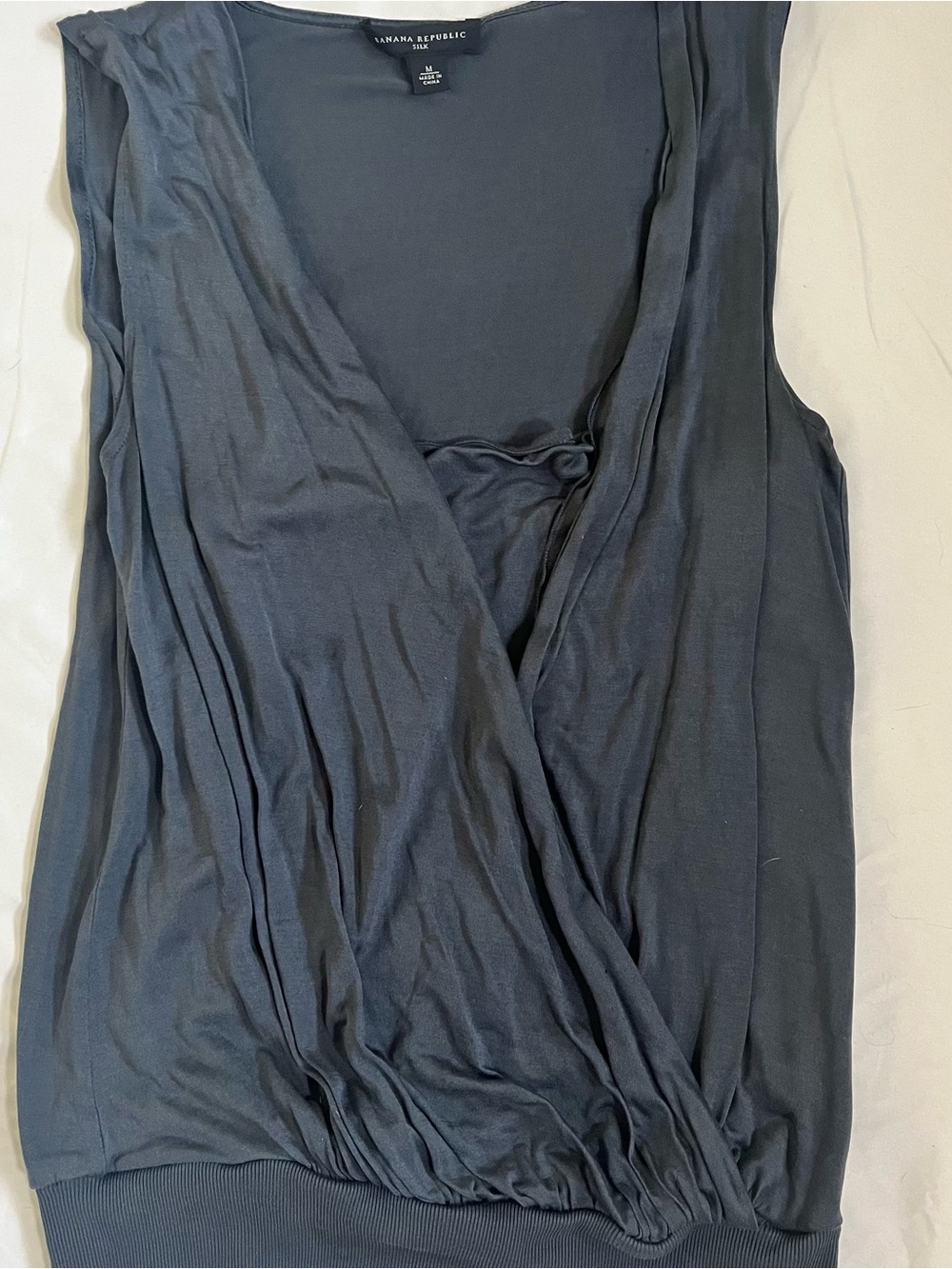 Banana Republic Slate Blue Wrap-Style Sleeveless Tank Silk size M